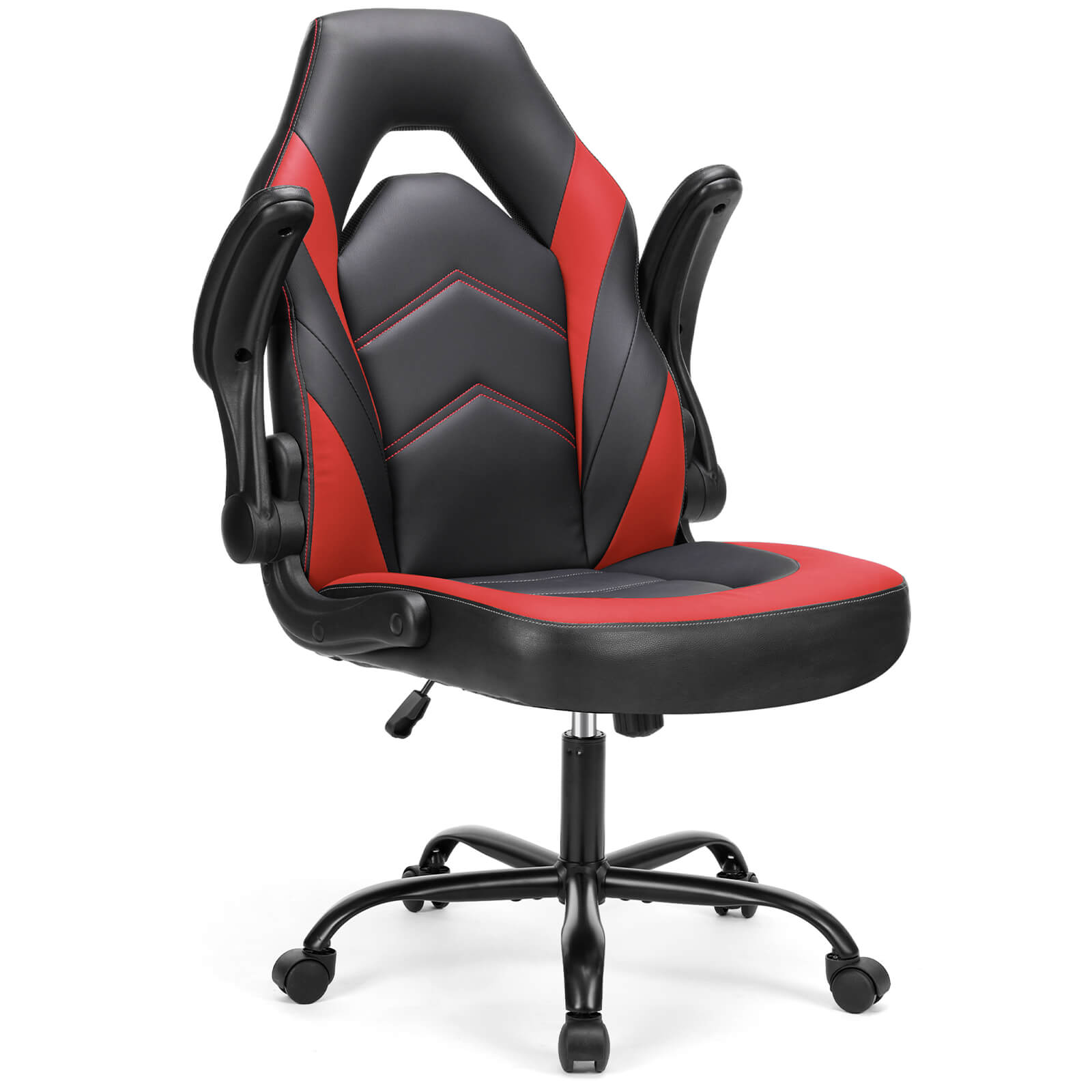 Ergonomic Leather Gaming Chair with Adjustable Height and Flip-Up Arms