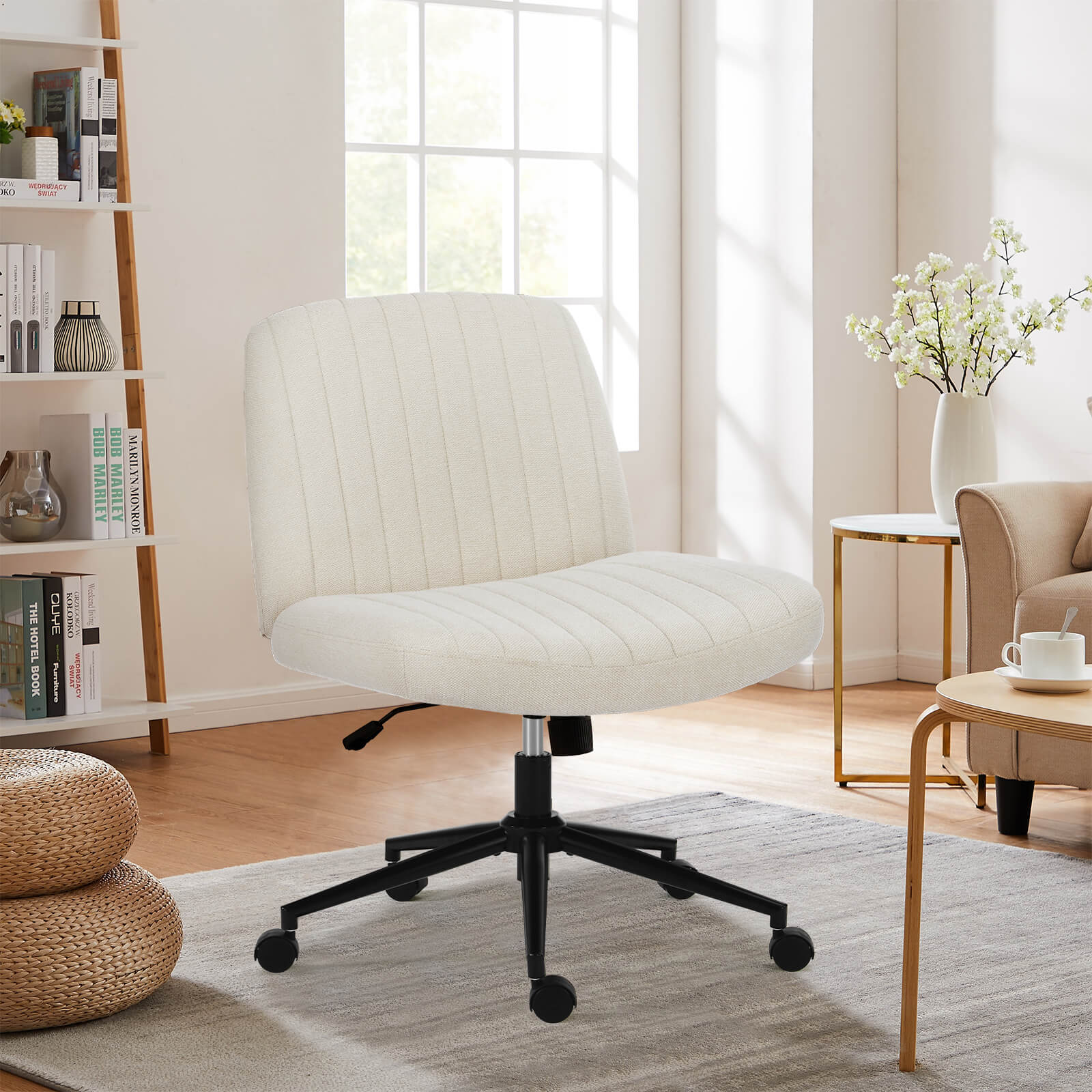 Adjustable Ergonomic Armless Office Chair with Swivel Seat and Smooth Casters