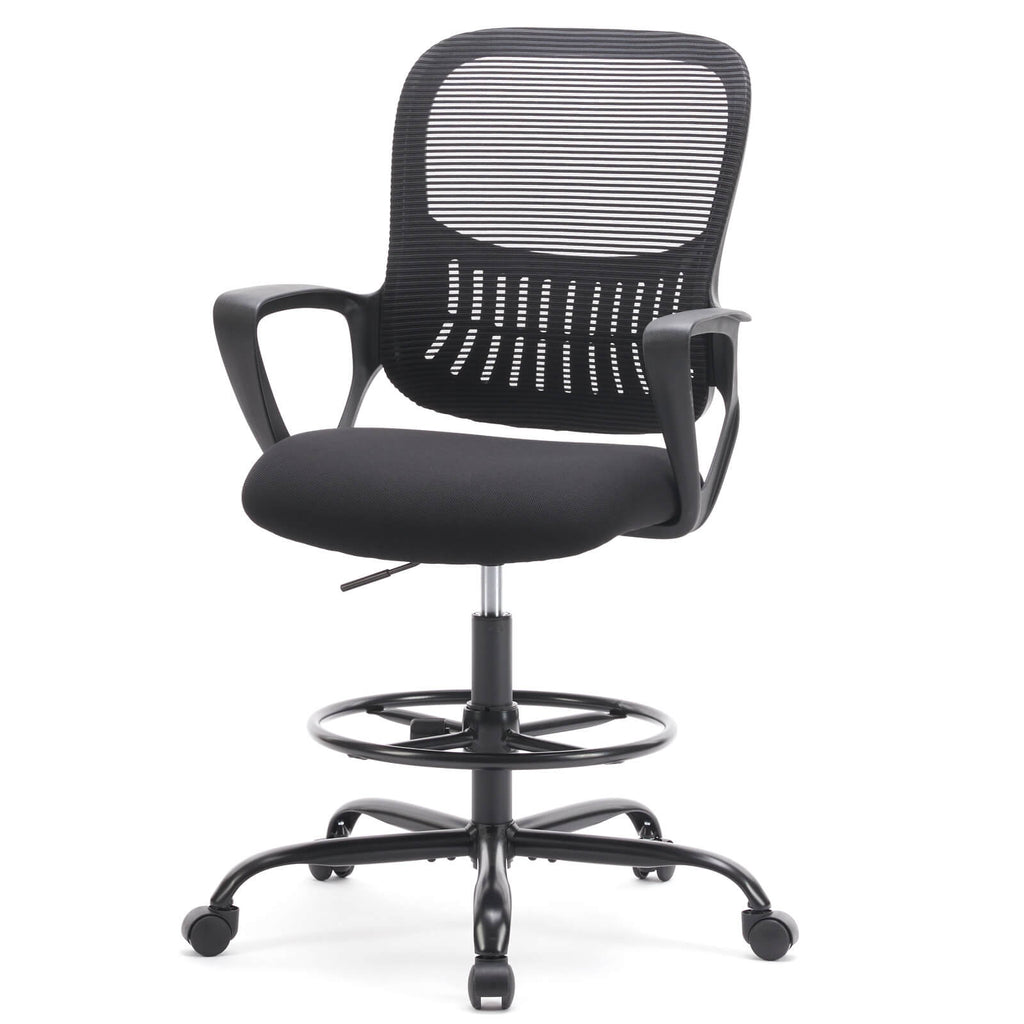 Ergonomic Tall Drafting Office Chair with Adjustable Footrest and Lumbar Support