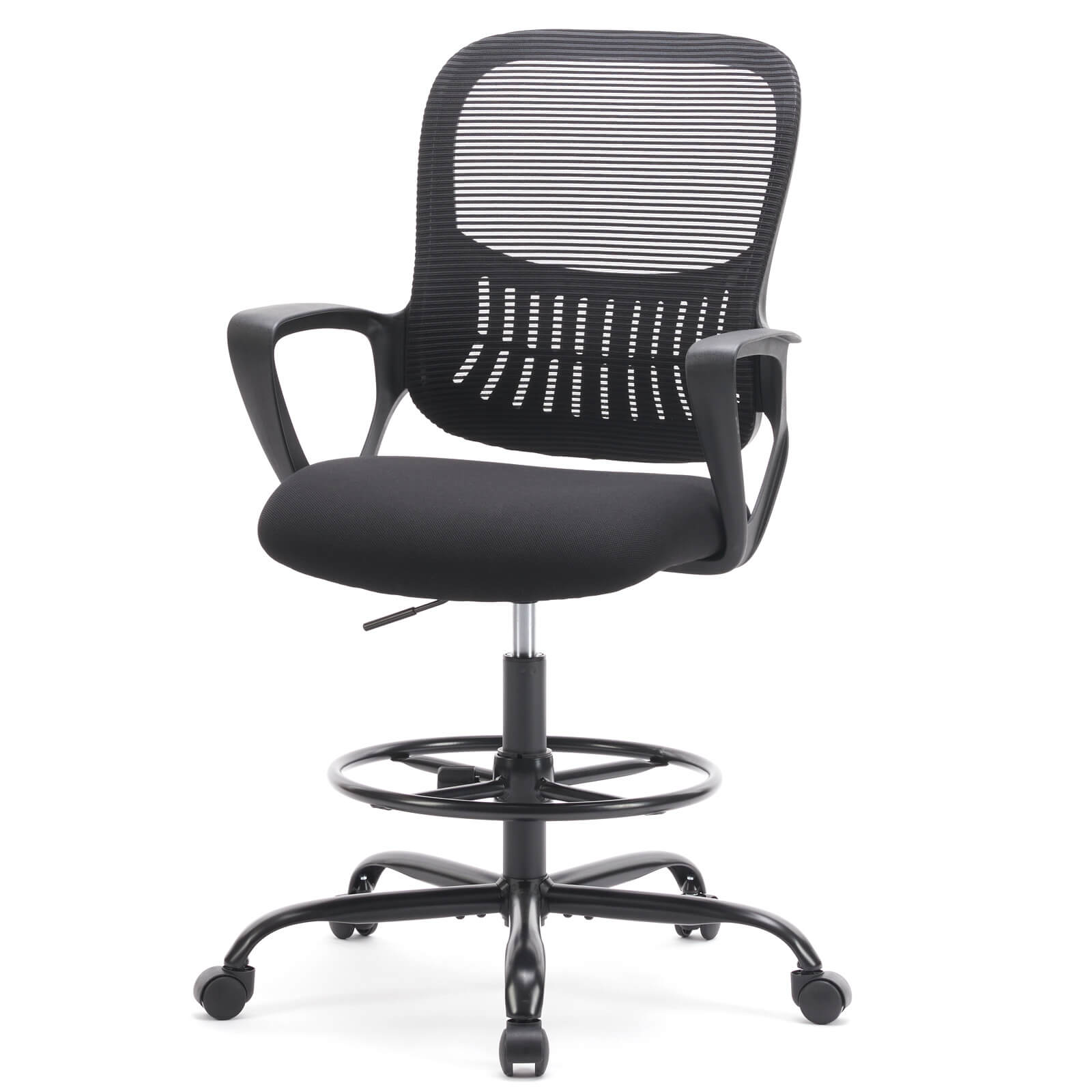 Ergonomic Tall Drafting Office Chair with Adjustable Footrest and Lumbar Support