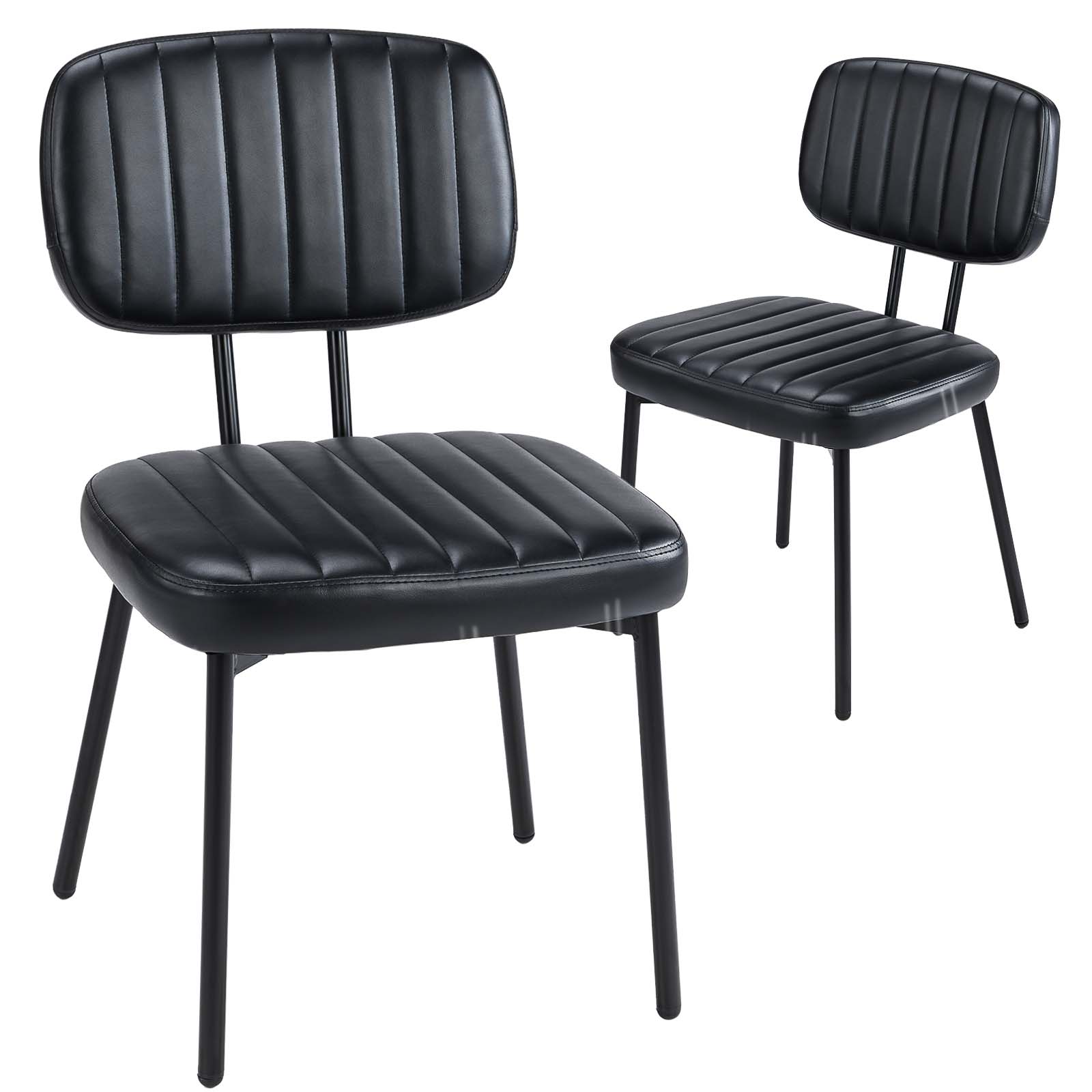 Modern Faux Leather Dining Room Chairs Set, Ergonomic Mid-Century Kitchen Accent Seating