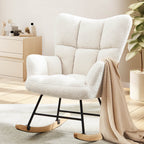 Comfortable Ergonomic Upholstered Rocking Chair for Nursery, Living Room, Baby Feeding