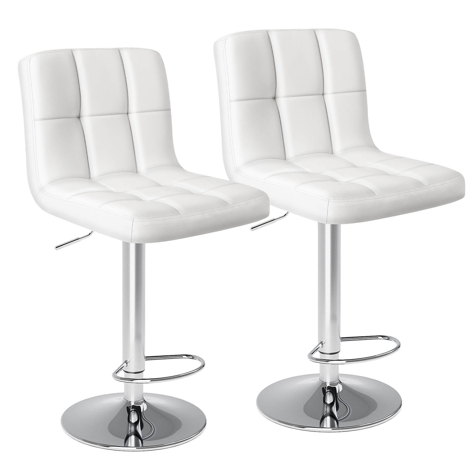 Modern Adjustable Swivel Barstool, Ergonomic PU Leather Counter Height Chair for Kitchen