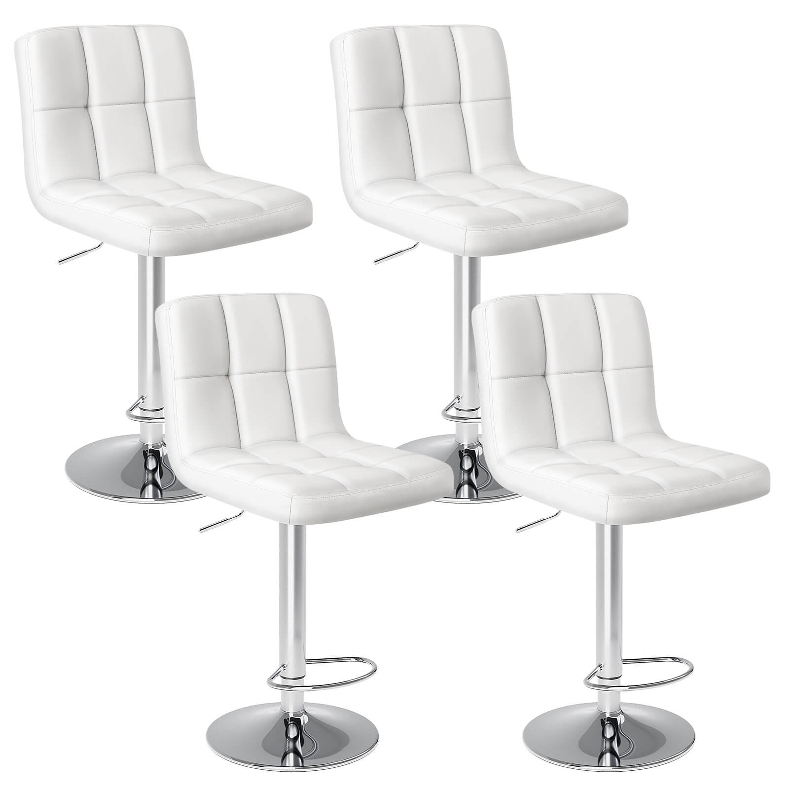 Modern Adjustable Swivel Barstool, Ergonomic PU Leather Counter Height Chair for Kitchen