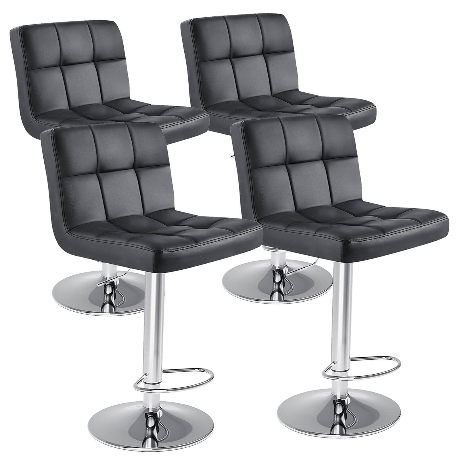 Modern Adjustable Swivel Barstool, Ergonomic PU Leather Counter Height Chair for Kitchen