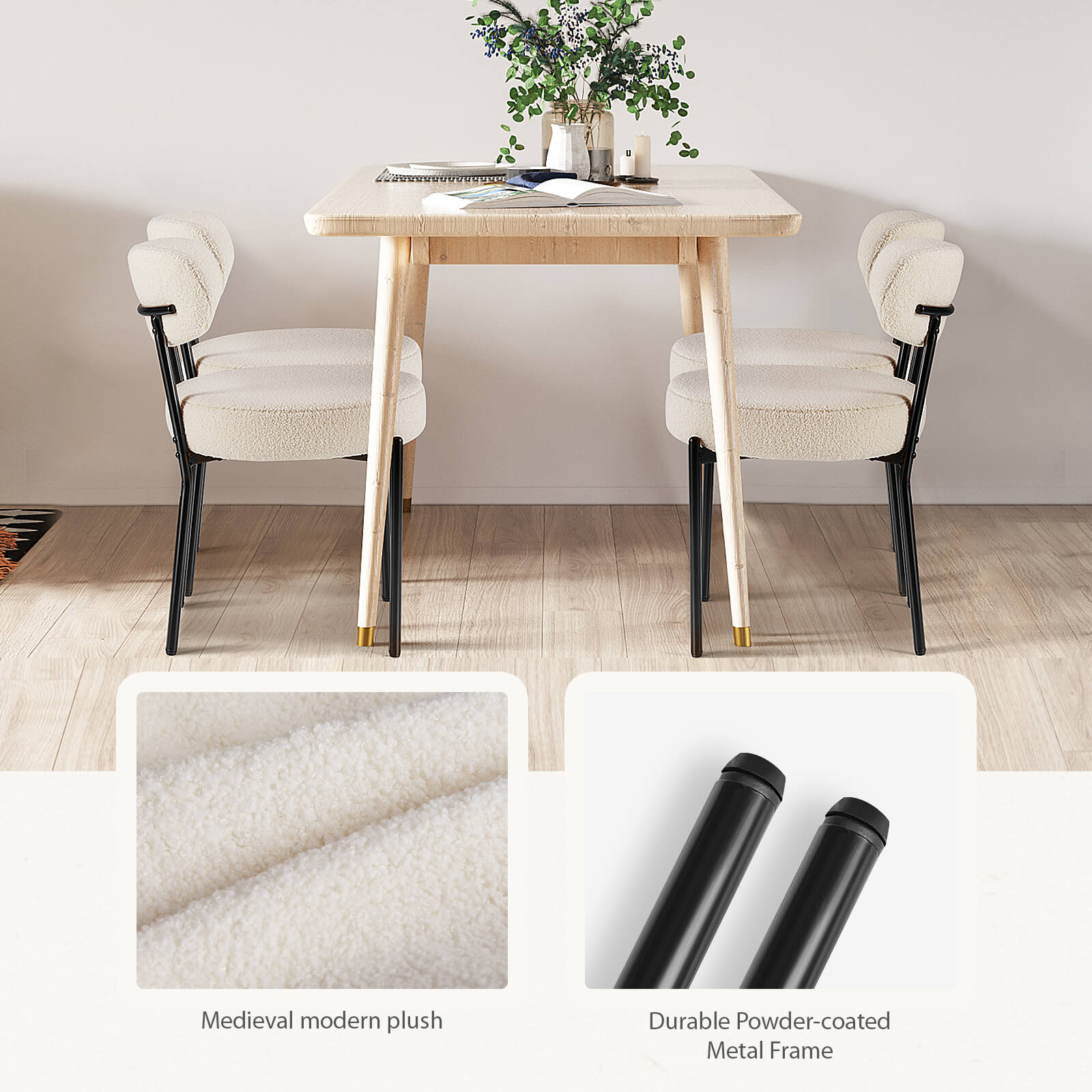 Modern Dining Chair Set of 4 with Soft Cushions for Kitchen and Dining Room
