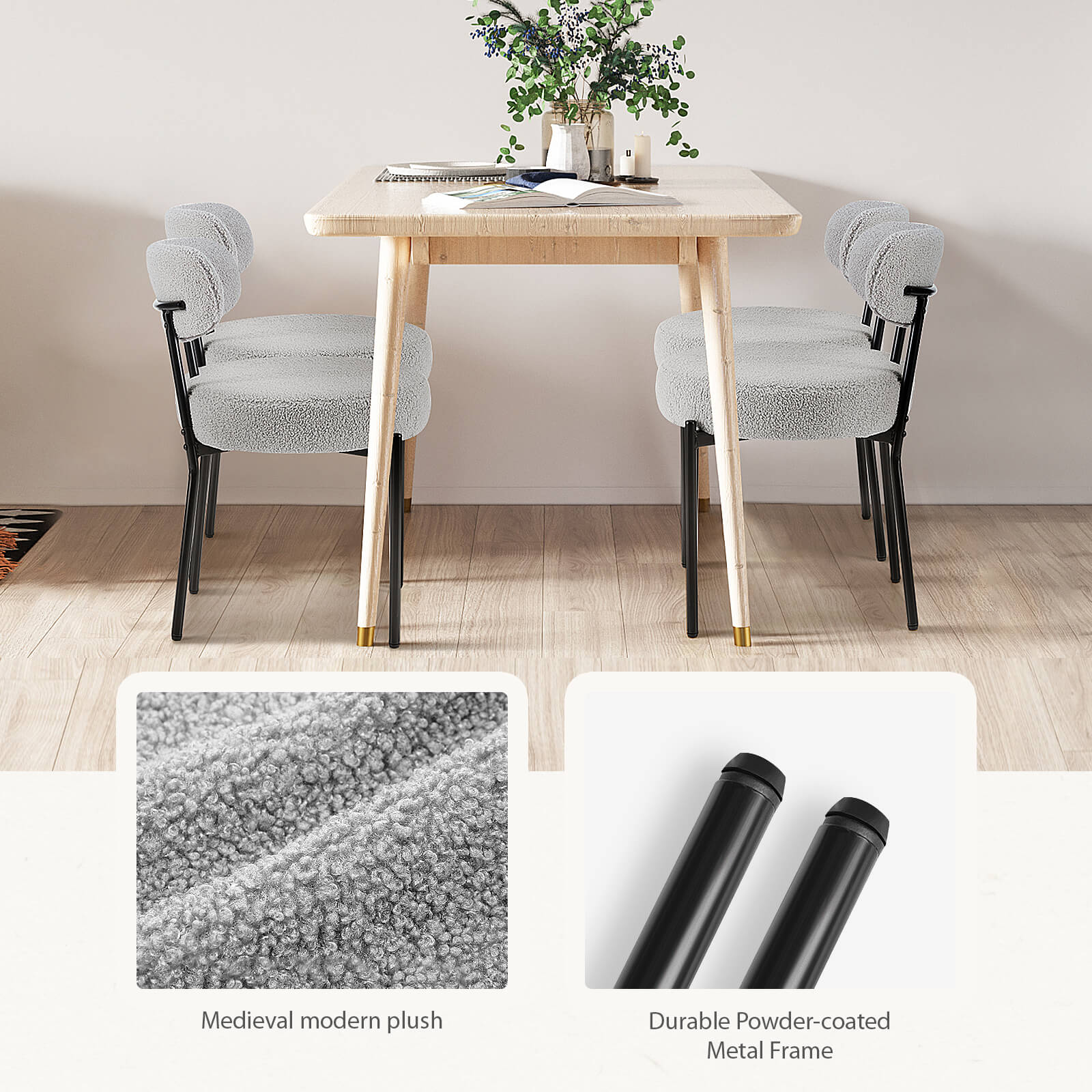 Modern Dining Chair Set of 4 with Soft Cushions for Kitchen and Dining Room