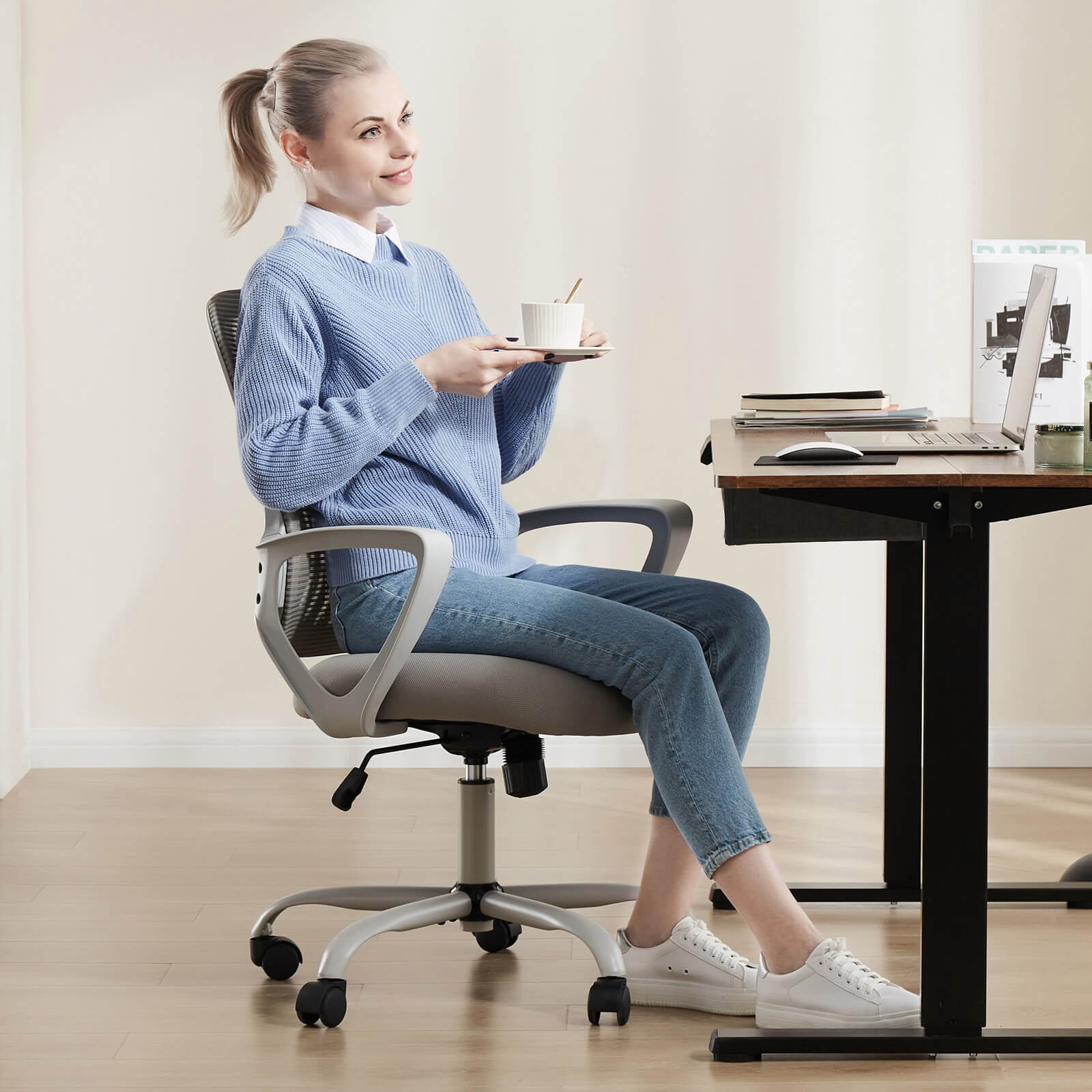 Ergonomic Office Chair with Lumbar Support, Adjustable Height, and Armrests