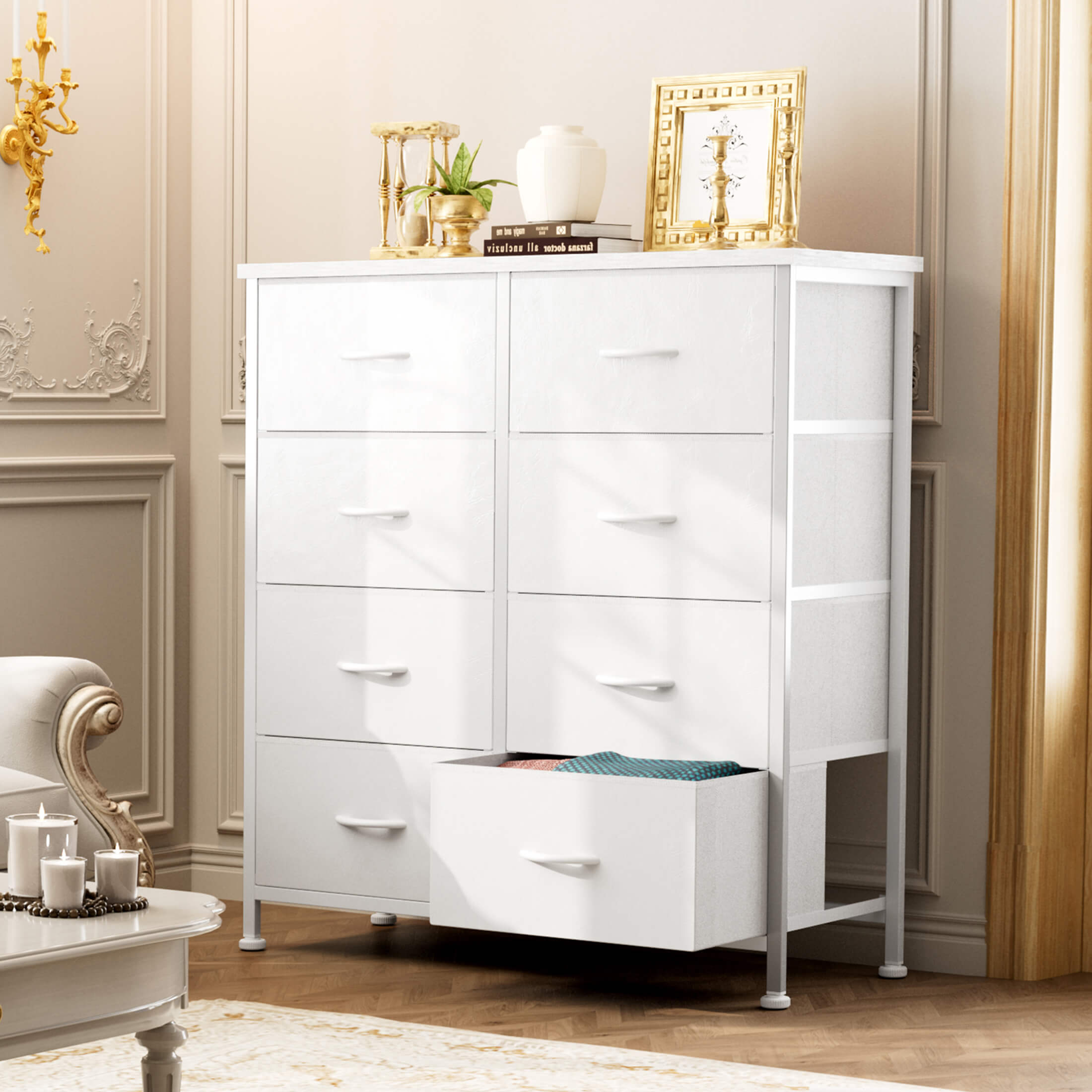 Tall 8-Drawer Fabric Storage Dresser Tower, Modern Bedroom Closet Organizer
