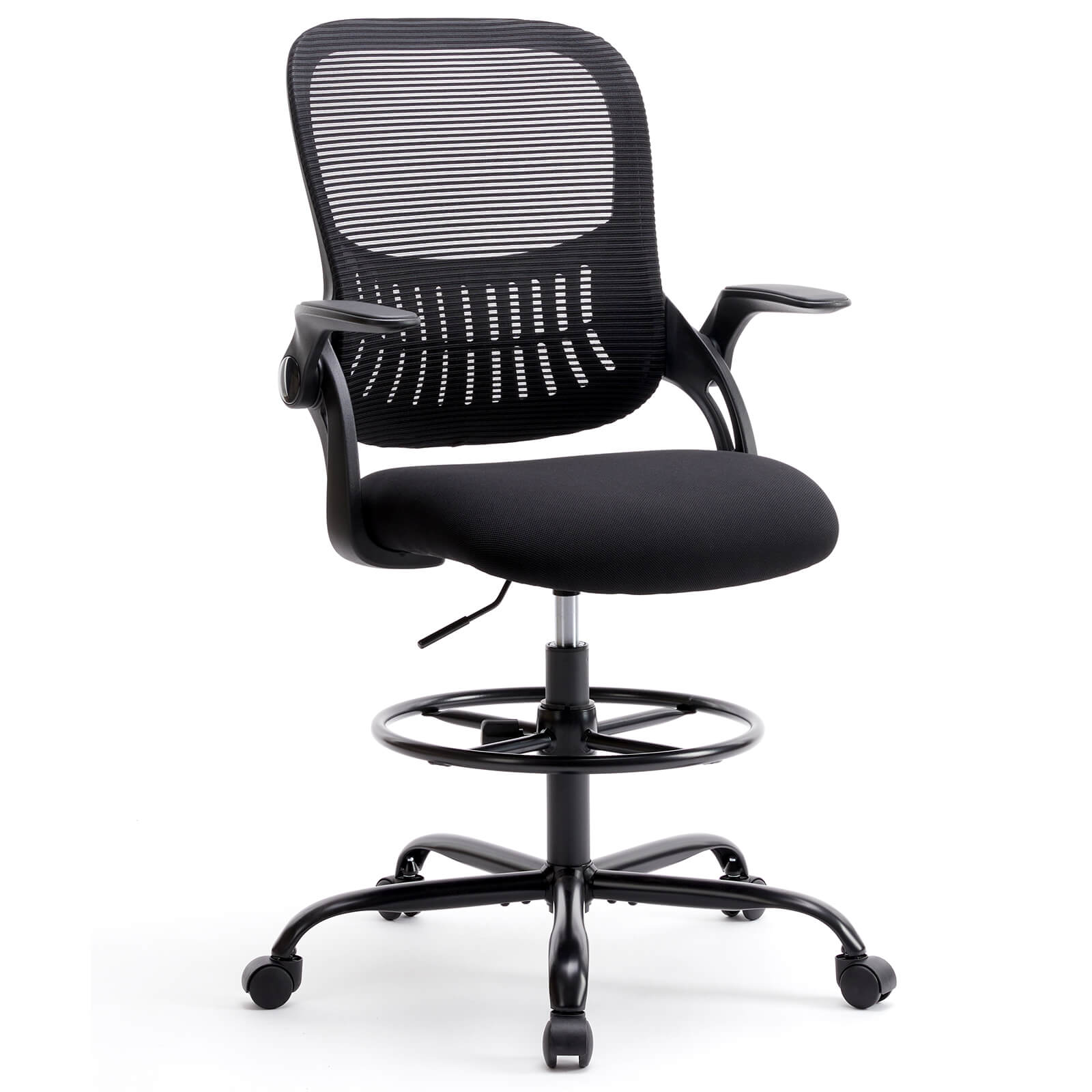 Comfortable Ergonomic Office Chair with Flip-Up Armrests and Adjustable Lumbar Support