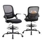 Comfortable Ergonomic Office Chair with Flip-Up Armrests and Adjustable Lumbar Support