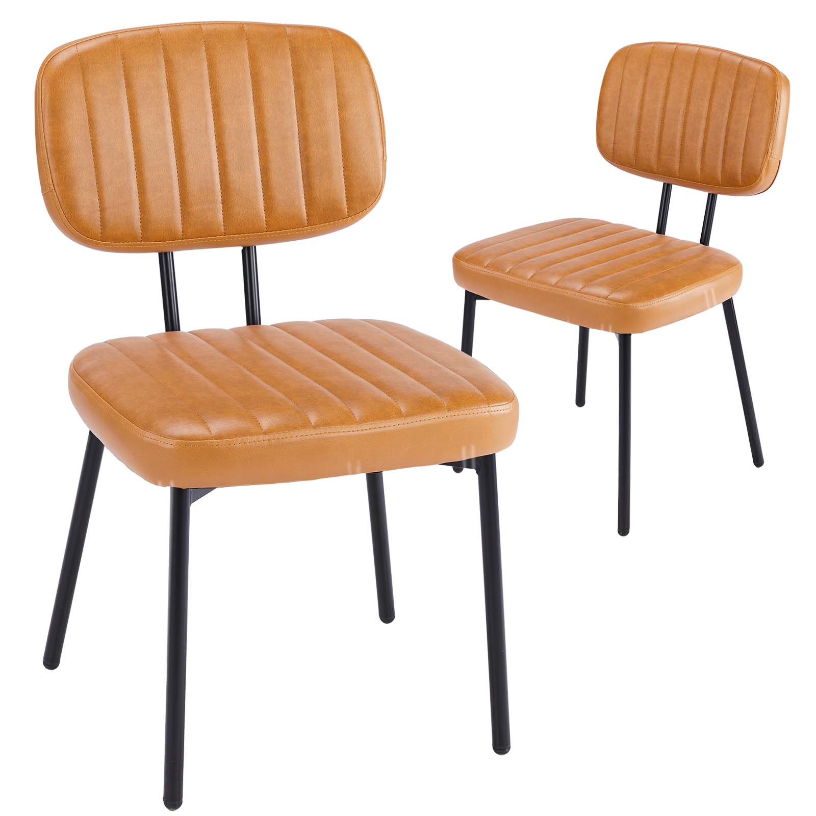 Modern Faux Leather Dining Room Chairs Set, Ergonomic Mid-Century Kitchen Accent Seating