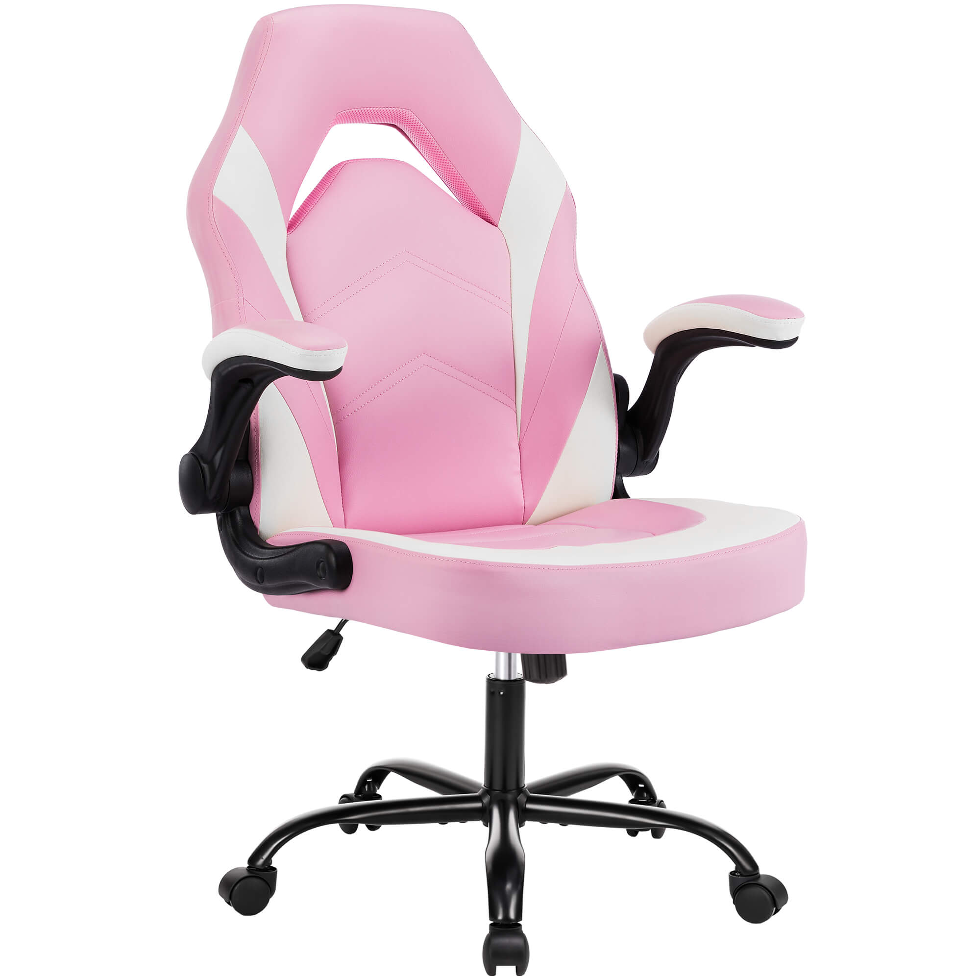 Ergonomic Leather Gaming Chair with Adjustable Height and Flip-Up Arms
