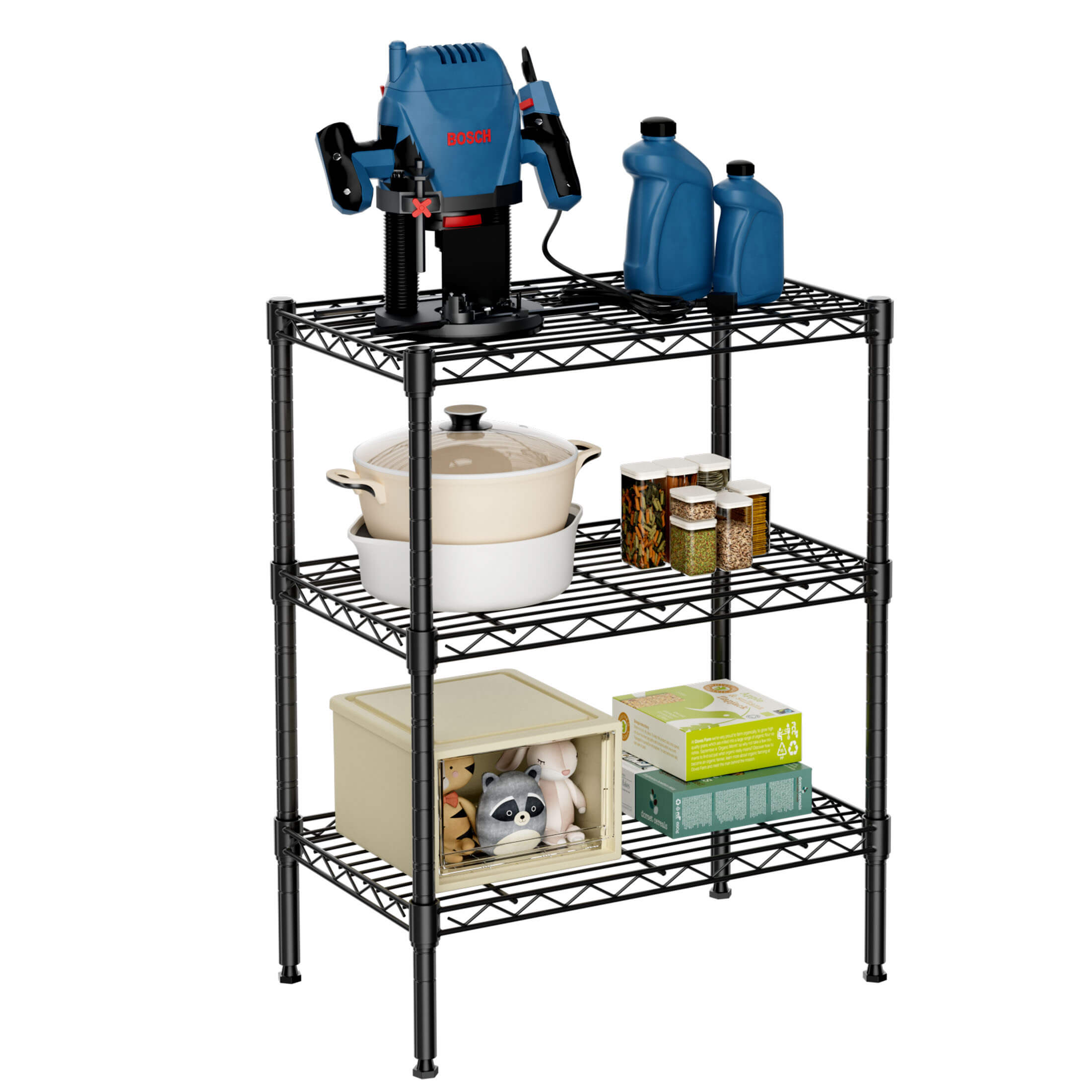 Durable Metal Heavy Duty 4-Tier Adjustable Storage Shelf for Kitchen Pantry Garage