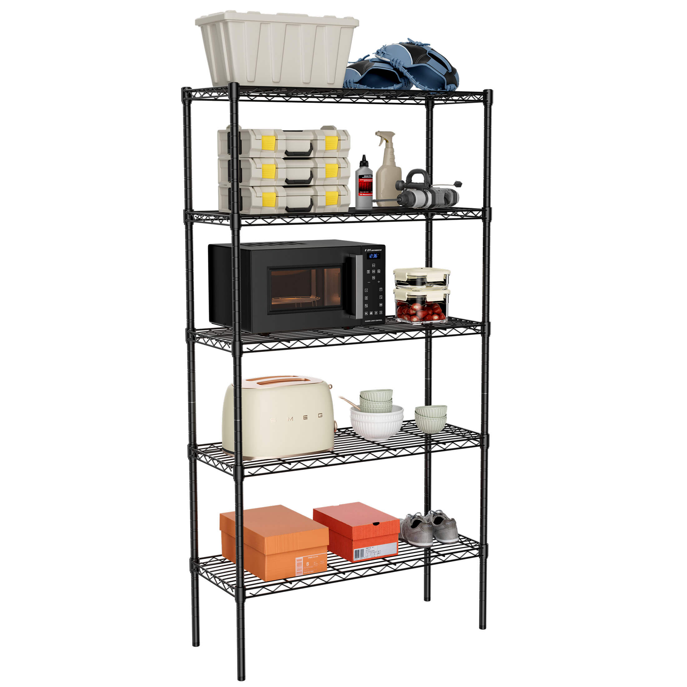 Durable Metal Heavy Duty 4-Tier Adjustable Storage Shelf for Kitchen Pantry Garage