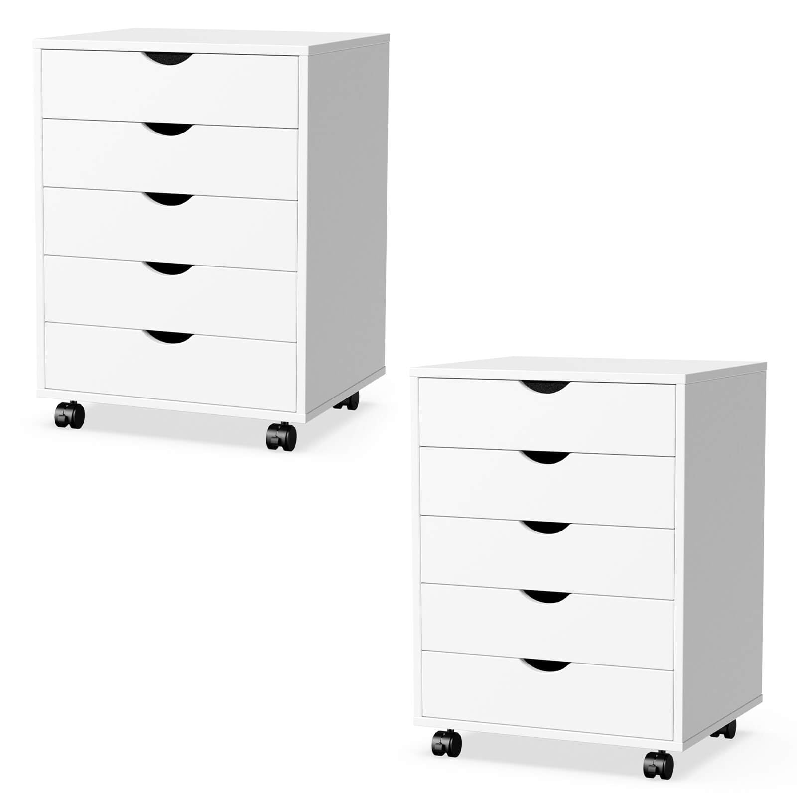 Versatile 5-Drawer Chest with Wheels for Office and Living Room