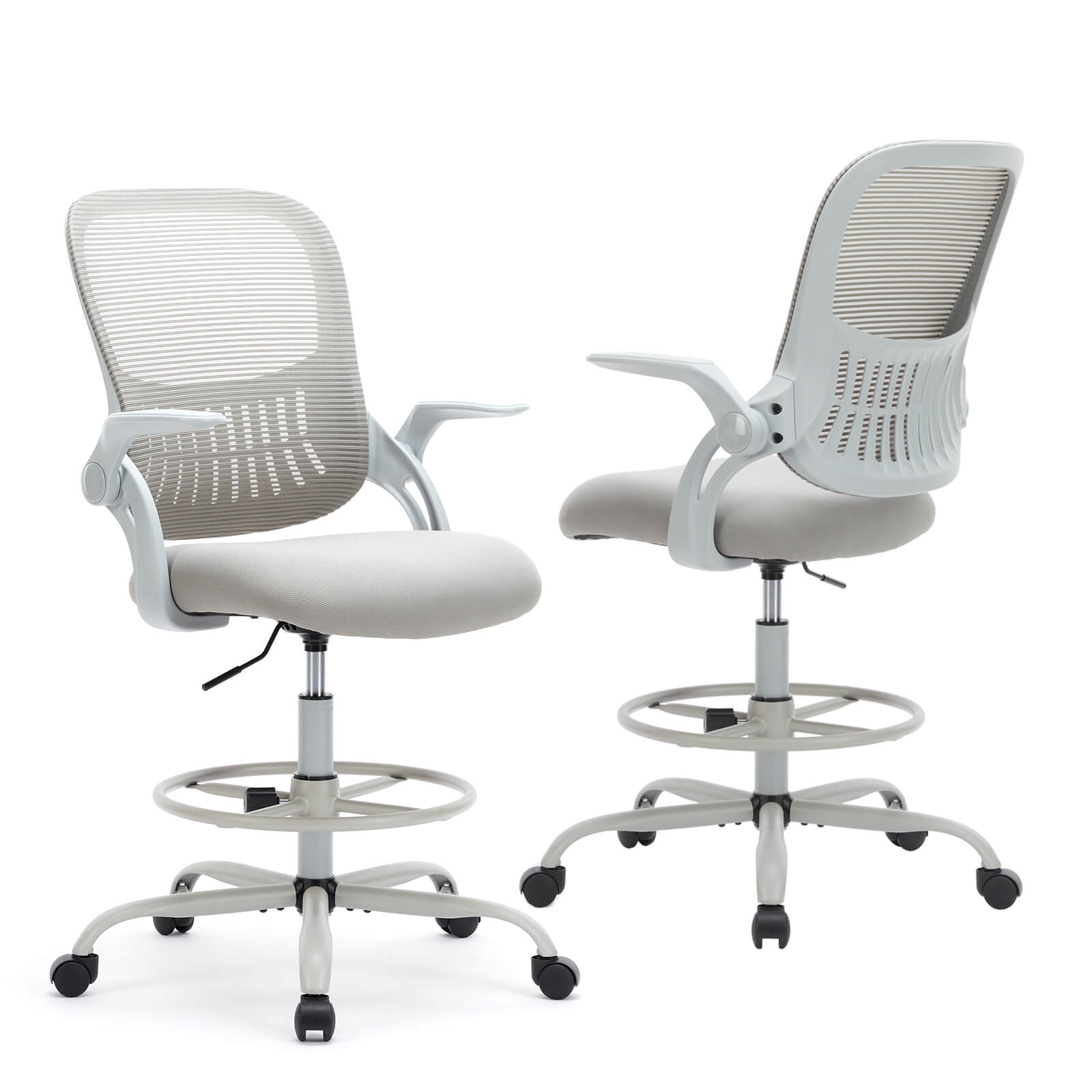 Comfortable Ergonomic Office Chair with Flip-Up Armrests and Adjustable Lumbar Support