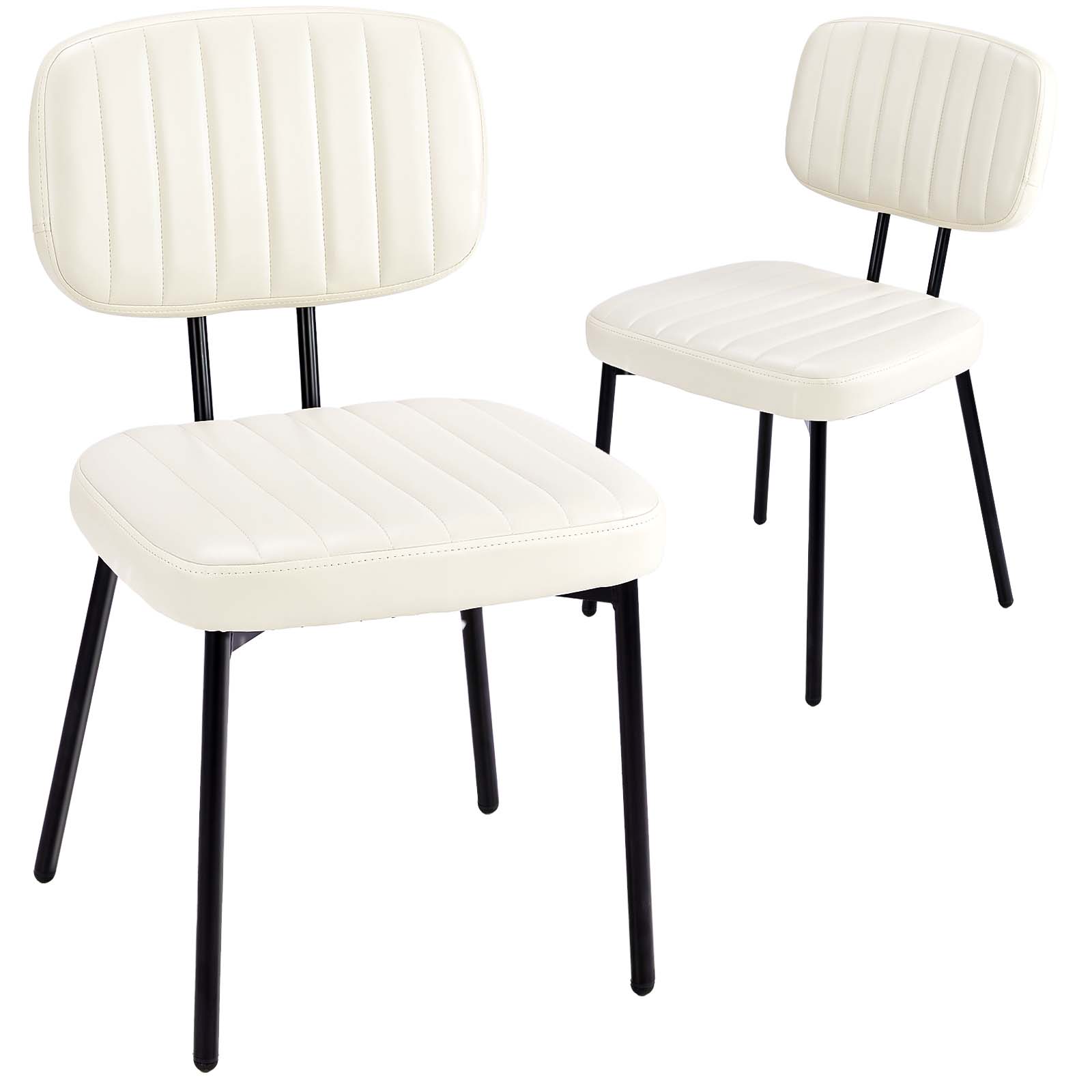 Modern Faux Leather Dining Room Chairs Set, Ergonomic Mid-Century Kitchen Accent Seating