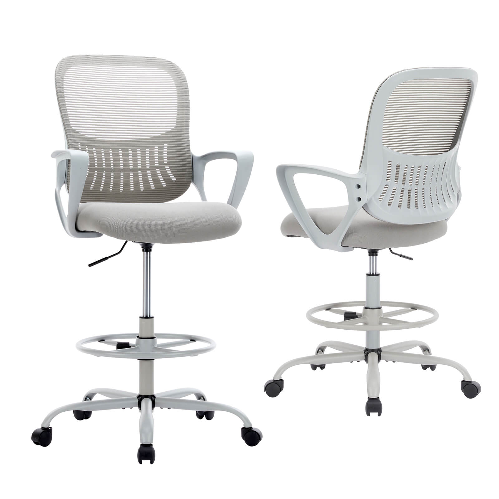 Ergonomic Tall Drafting Office Chair with Adjustable Footrest and Lumbar Support