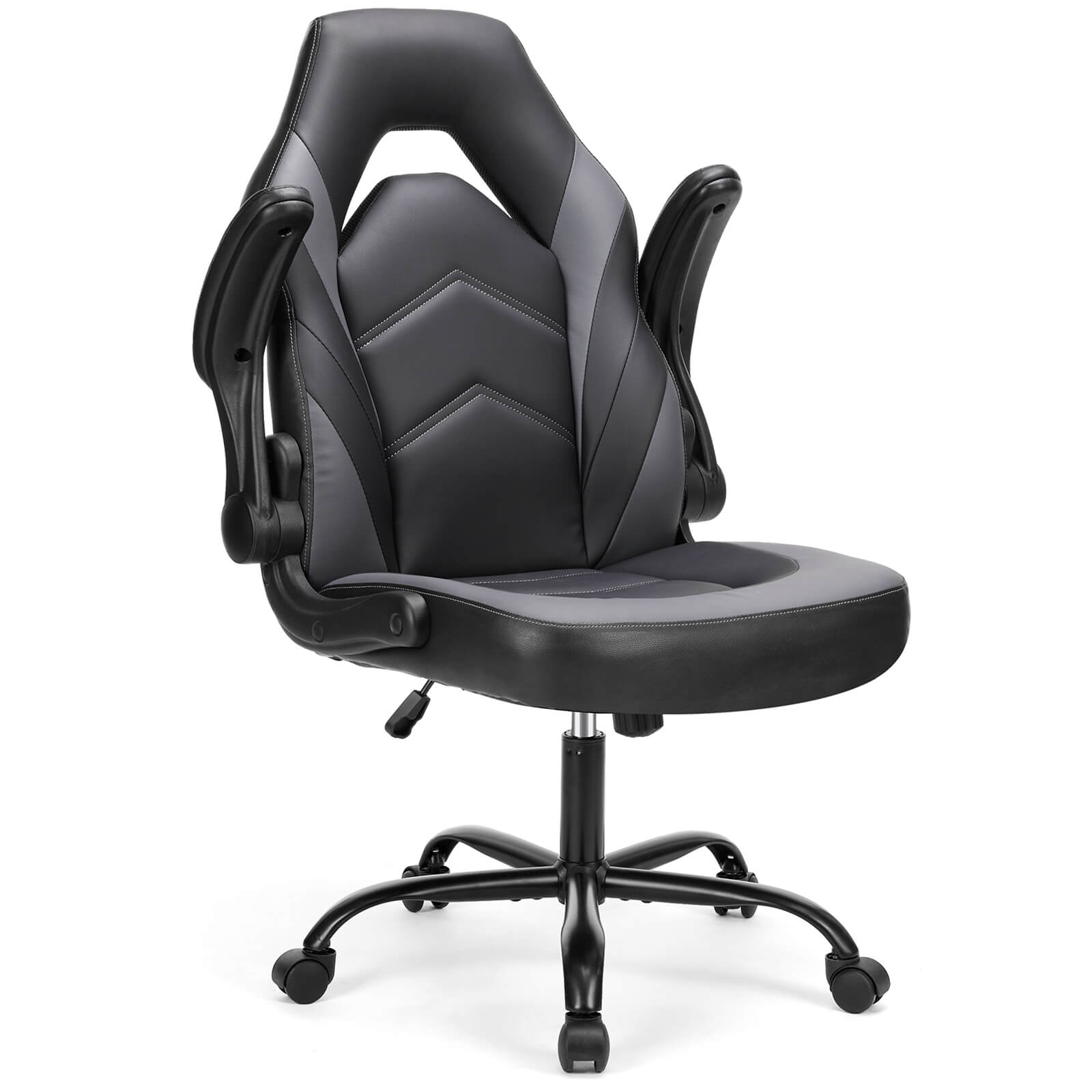 Ergonomic Leather Gaming Chair with Adjustable Height and Flip-Up Arms