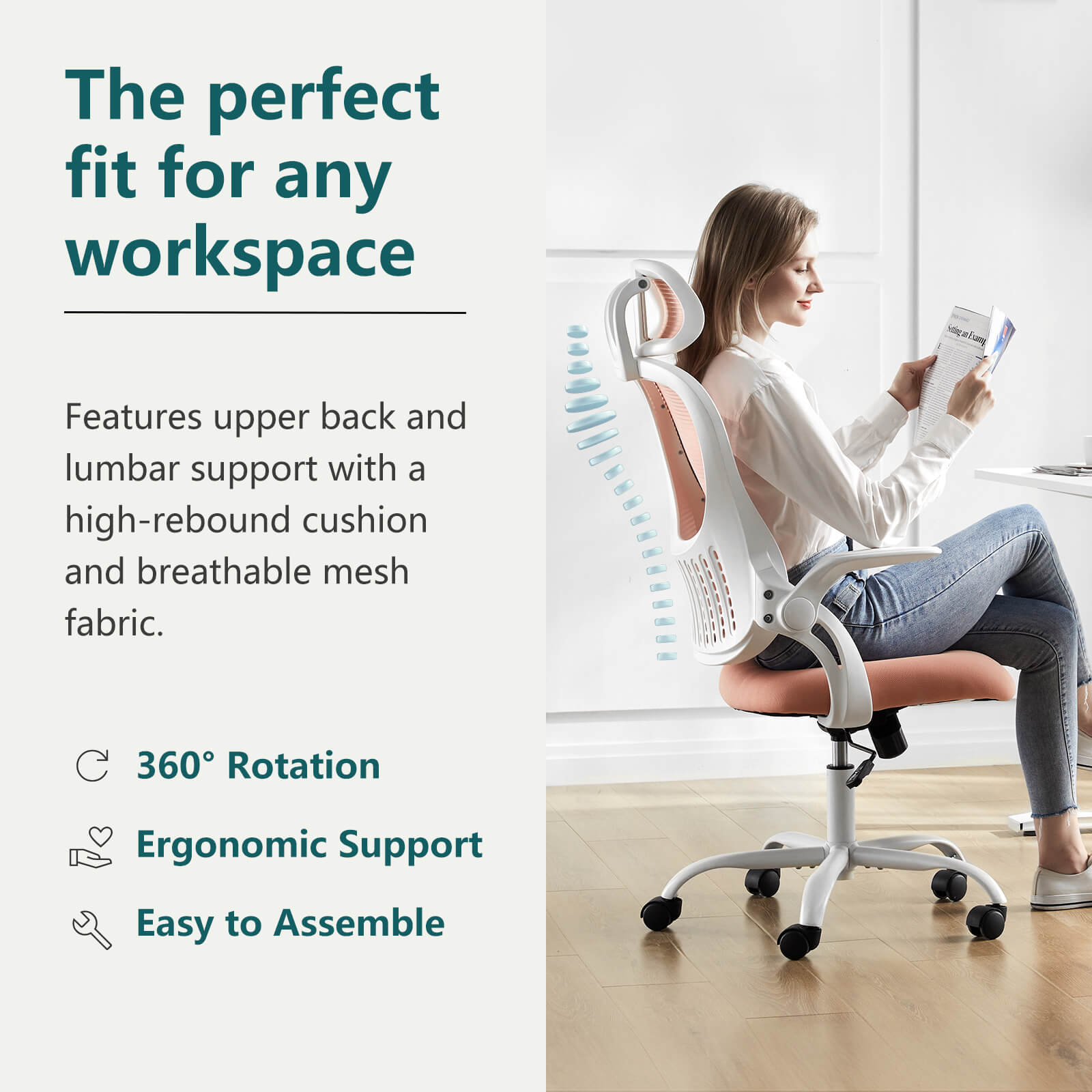 Ergonomic High-Back Office Chair with Adjustable Headrest, Lumbar Support, Thick Cushion