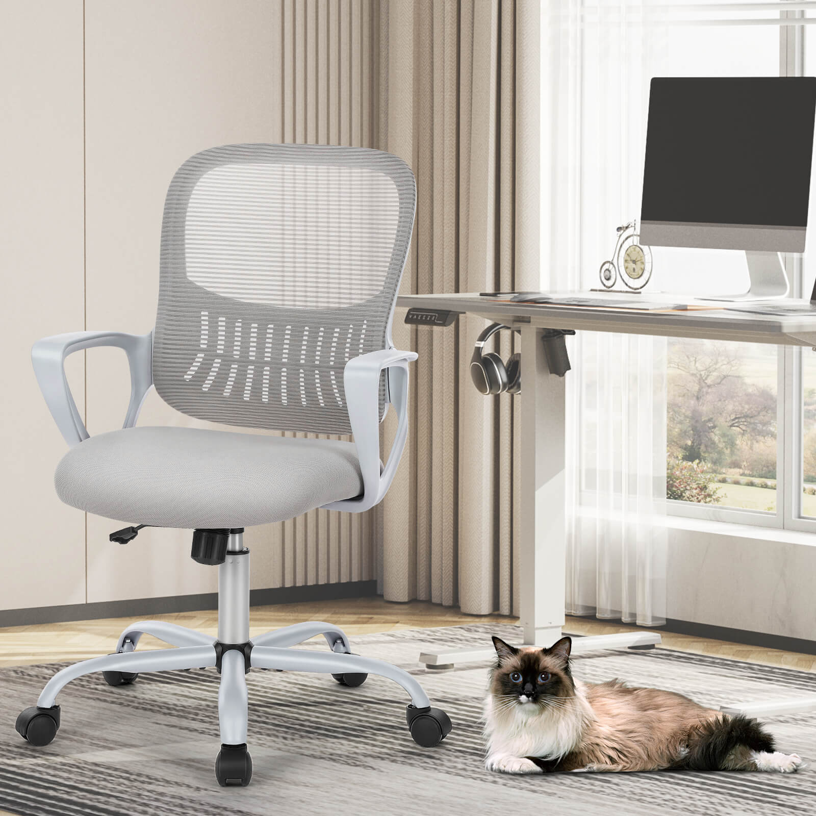 Ergonomic Office Chair with Lumbar Support, Adjustable Height, and Armrests