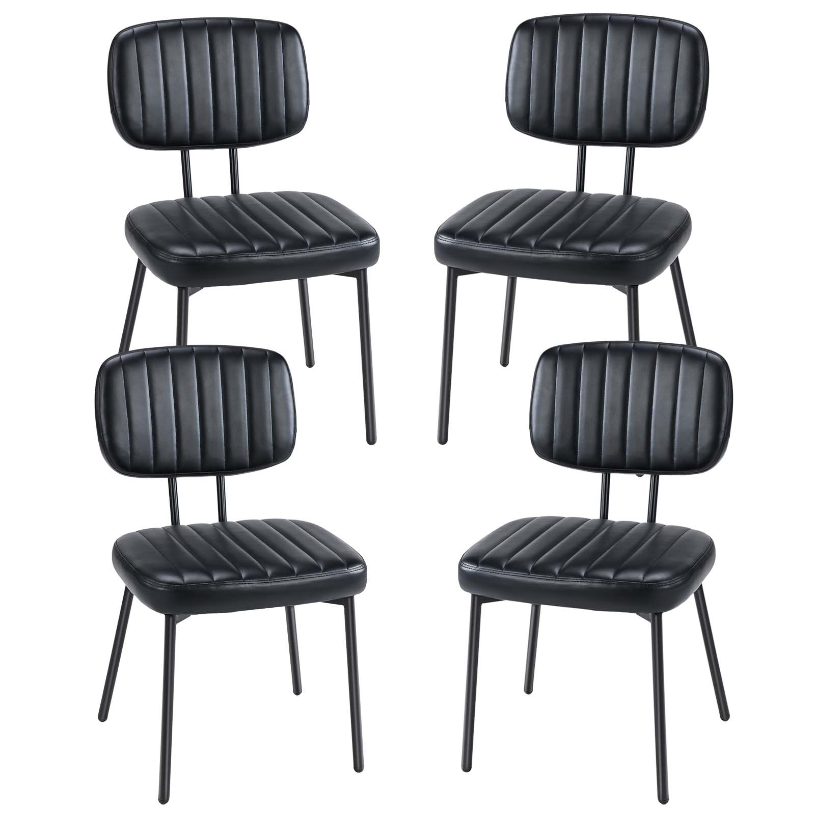Modern Faux Leather Dining Room Chairs Set, Ergonomic Mid-Century Kitchen Accent Seating