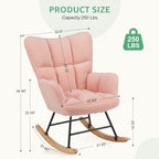 Comfortable Ergonomic Upholstered Rocking Chair for Nursery, Living Room, Baby Feeding