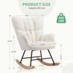 Comfortable Ergonomic Upholstered Rocking Chair for Nursery, Living Room, Baby Feeding