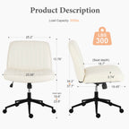 Adjustable Ergonomic Armless Office Chair with Swivel Seat and Smooth Casters