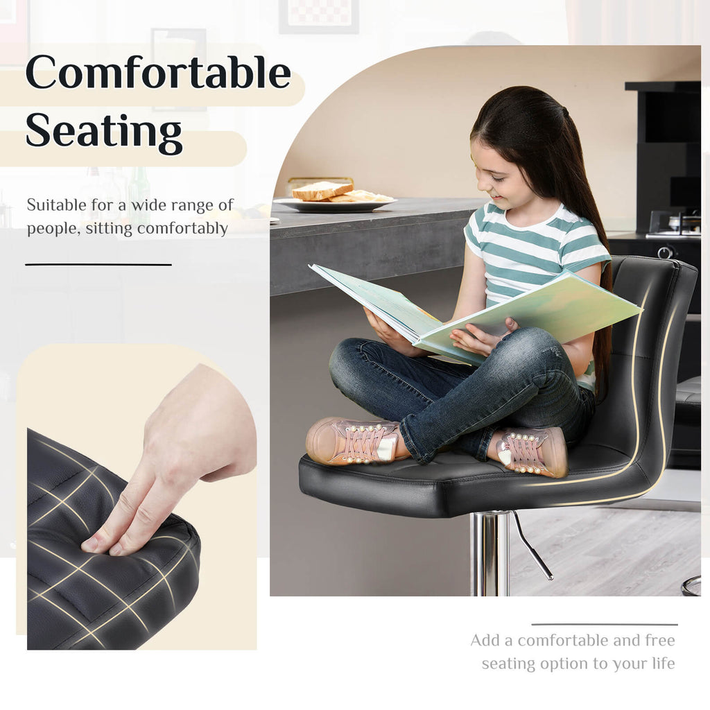 Modern Adjustable Swivel Barstool, Ergonomic PU Leather Counter Height Chair for Kitchen