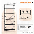 Versatile 5-Tier Bookshelf, Durable Metal Frame, Open Shelves, Modern Minimalist Design