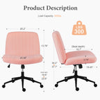 Adjustable Ergonomic Armless Office Chair with Swivel Seat and Smooth Casters