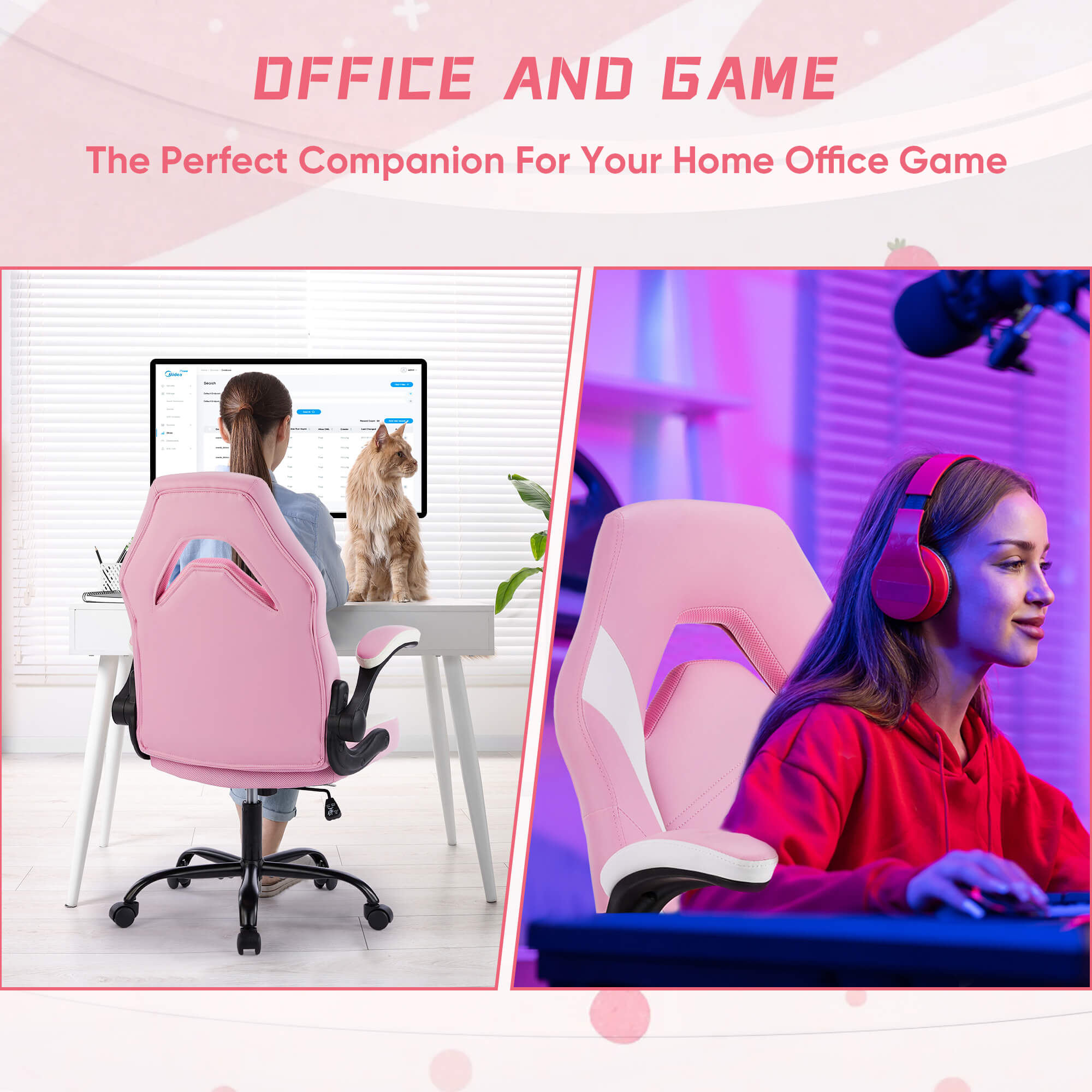 Ergonomic Leather Gaming Chair with Adjustable Height and Flip-Up Arms