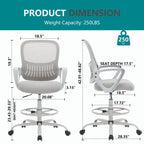 Ergonomic Tall Drafting Office Chair with Adjustable Footrest and Lumbar Support