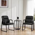 Comfortable Black PU Leather Reception Guest Chair with Padded Armrests