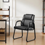 Comfortable Black PU Leather Reception Guest Chair with Padded Armrests