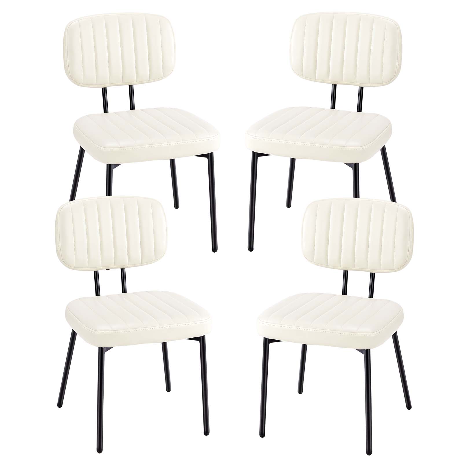 Modern Faux Leather Dining Room Chairs Set, Ergonomic Mid-Century Kitchen Accent Seating