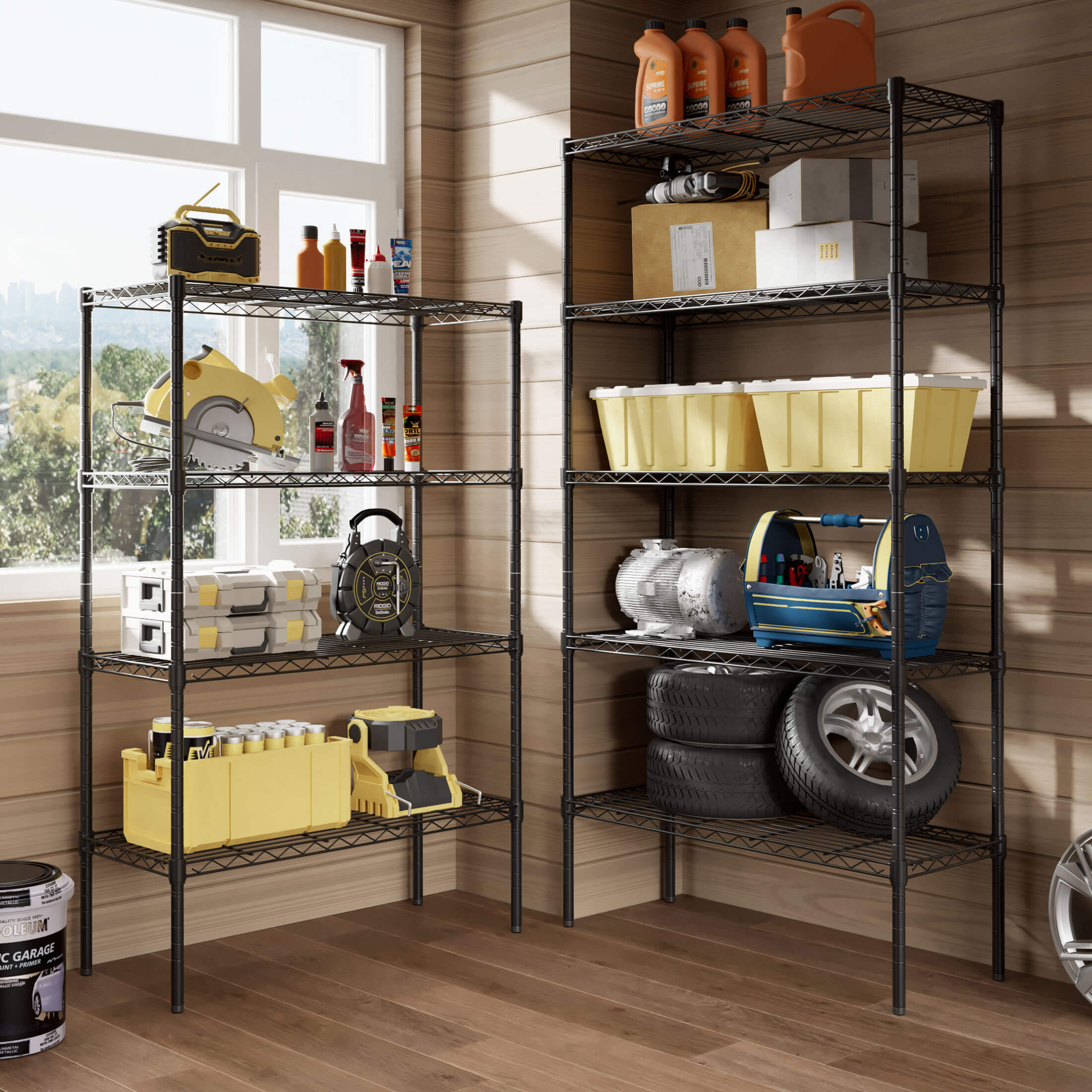 Durable Metal Heavy Duty 4-Tier Adjustable Storage Shelf for Kitchen Pantry Garage