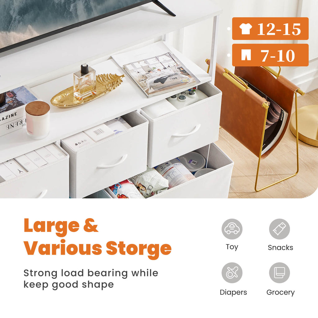 Versatile Storage Shelf TV Stand for Living Room Bedroom with Drawers