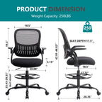 Comfortable Ergonomic Office Chair with Flip-Up Armrests and Adjustable Lumbar Support