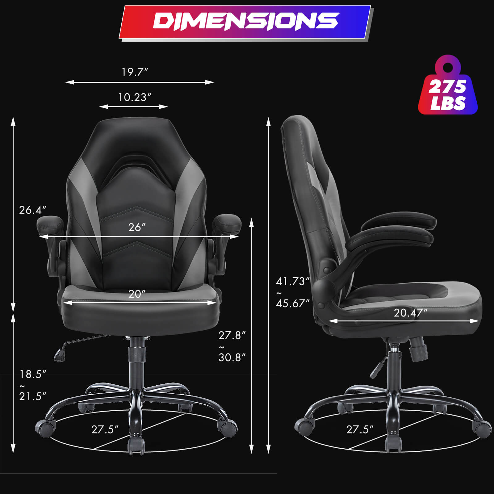 Ergonomic Leather Gaming Chair with Adjustable Height and Flip-Up Arms