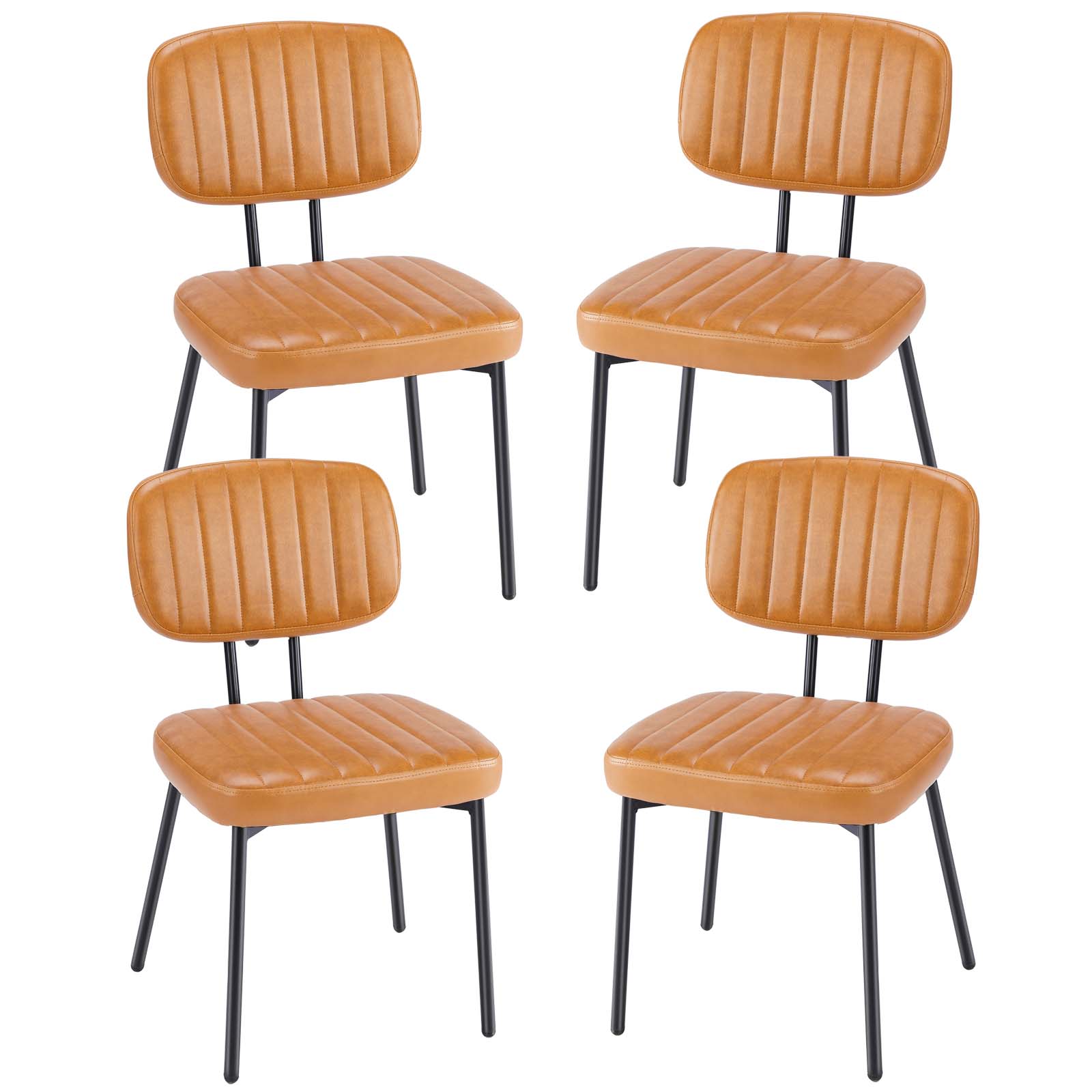 Modern Faux Leather Dining Room Chairs Set, Ergonomic Mid-Century Kitchen Accent Seating