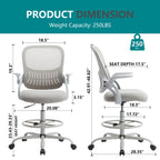 Comfortable Ergonomic Office Chair with Flip-Up Armrests and Adjustable Lumbar Support