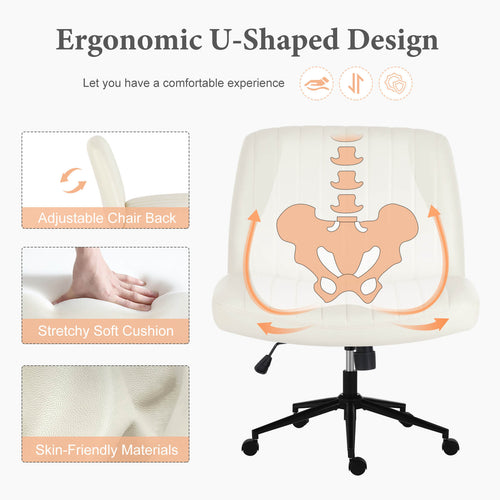 Adjustable Ergonomic Armless Office Chair with Swivel Seat and Smooth Casters