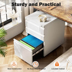 Mobile 3-Drawer Locking File Cabinet, Rolling Metal Storage for Home Office