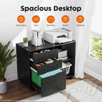 Mobile 3-Drawer Filing Cabinet with Lockable Casters for Office Home Storage