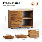Mobile 3-Drawer Filing Cabinet with Lockable Casters for Office Home Storage