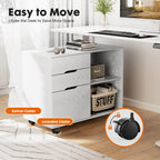 Mobile 3-Drawer Filing Cabinet with Lockable Casters for Office Home Storage