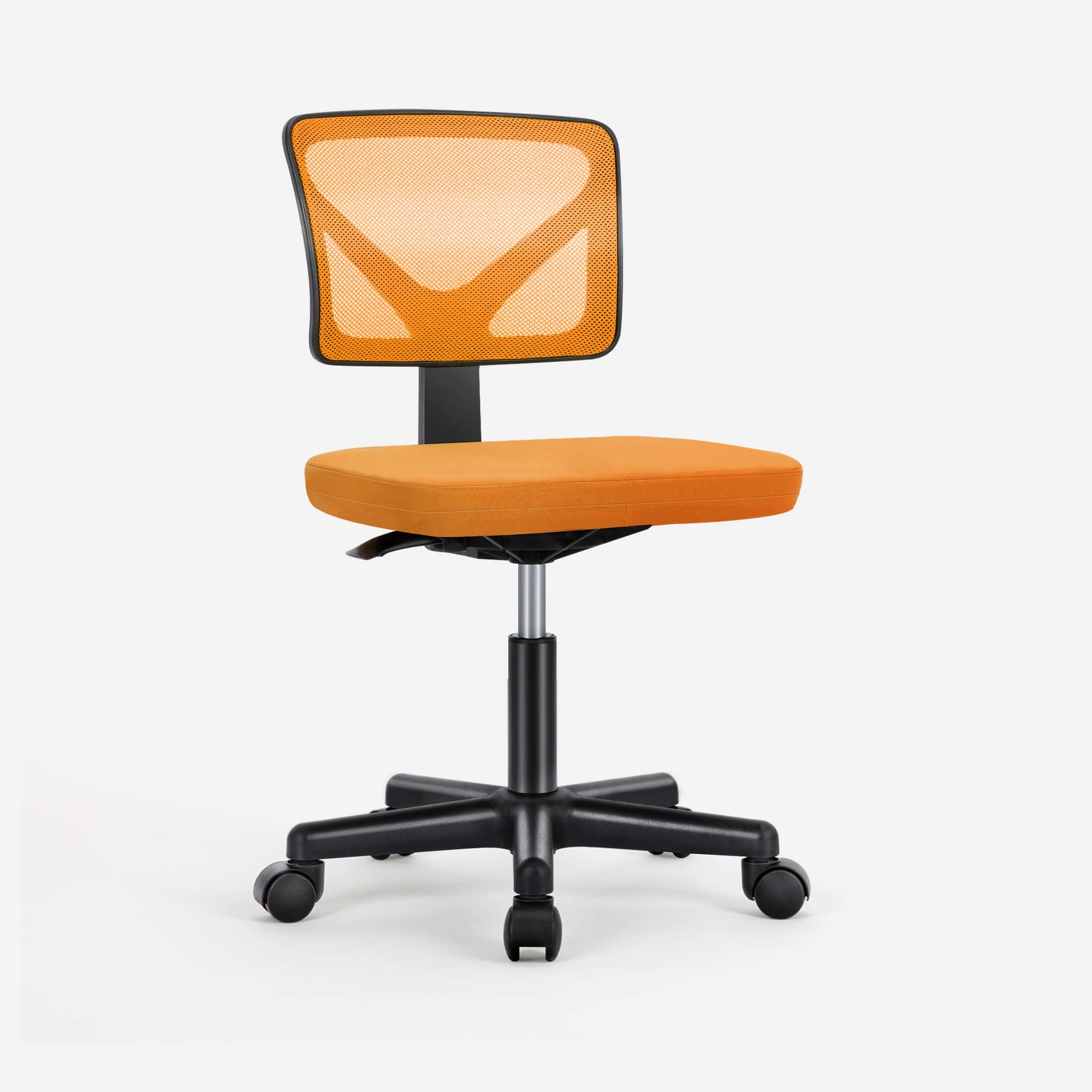 Compact Ergonomic Lumbar Support Office Chair Armless Design Adjustable Height Swivel
